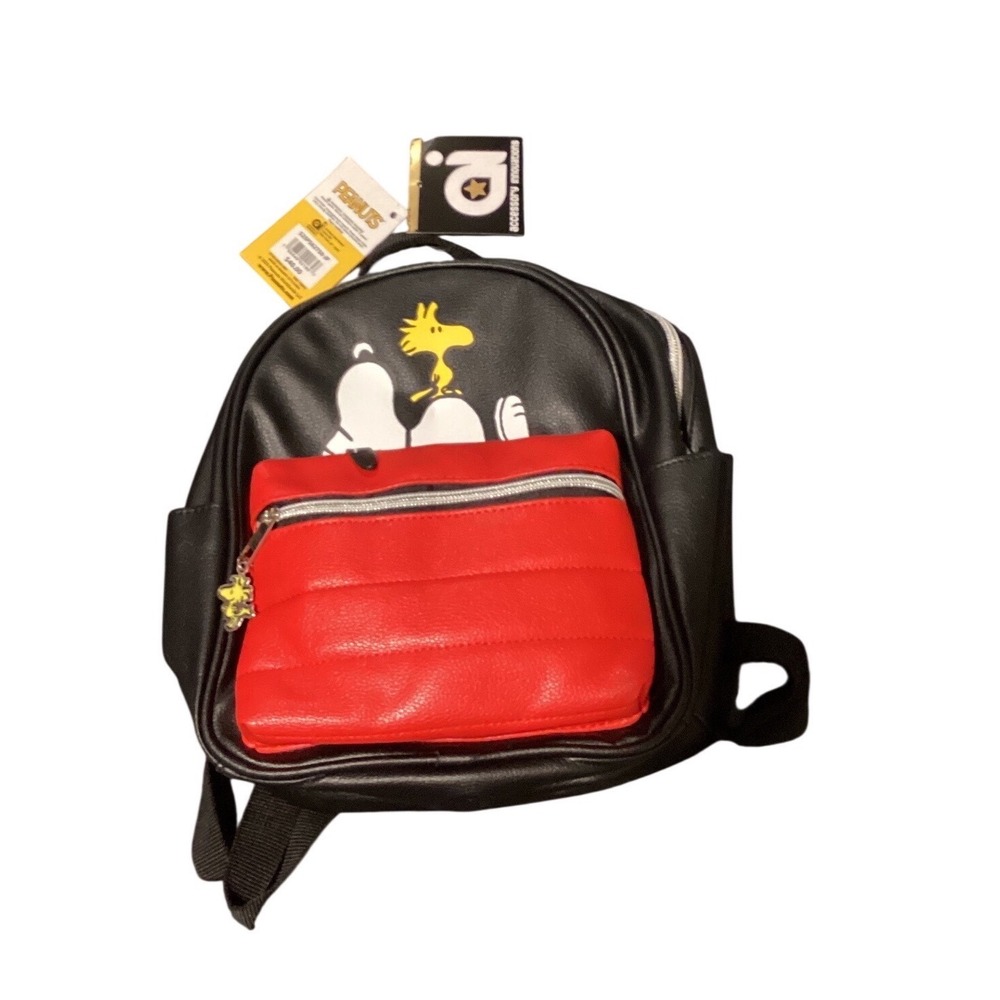 Peanuts Snoopy Woodstock Mini Backpack Accessory Innovations Black‎ Red NWT